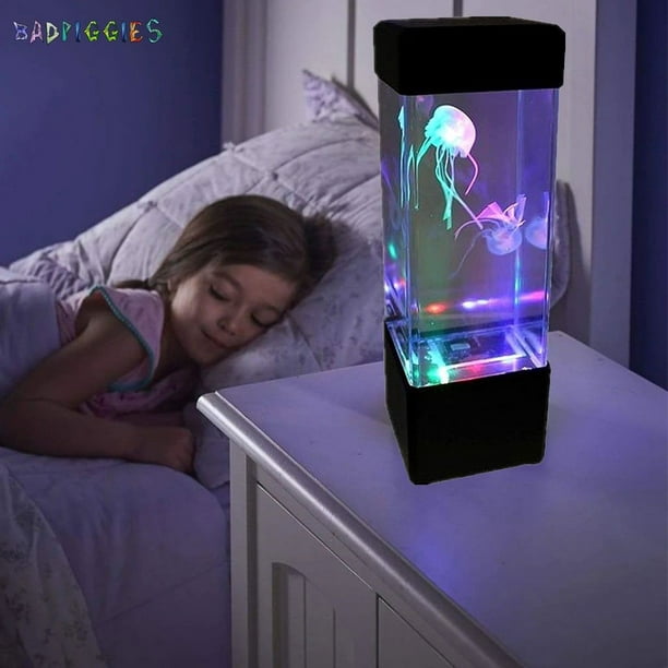 Table Bedside Mood Lamp Volcano Mood Water Fish Aquarium Tank LED Night Light
